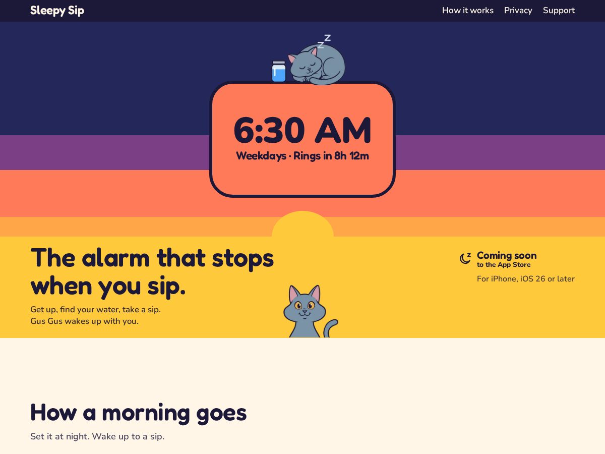 Landing-page snapshot of sleepysip.app