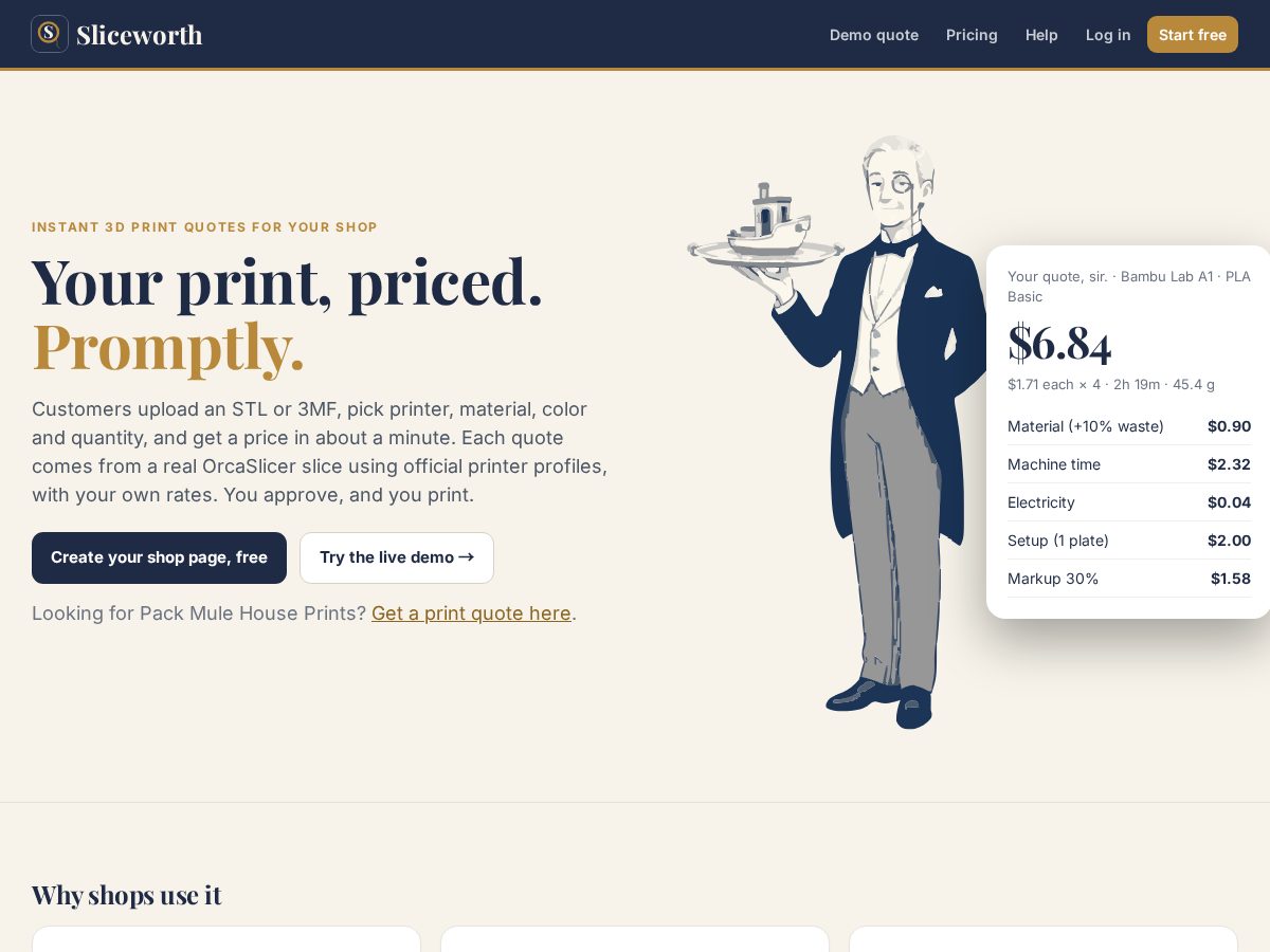 Landing-page snapshot of sliceworth.com