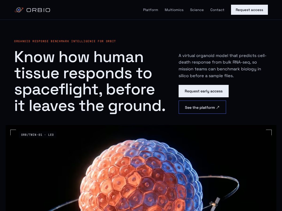 Landing-page snapshot of spaceorbio.com