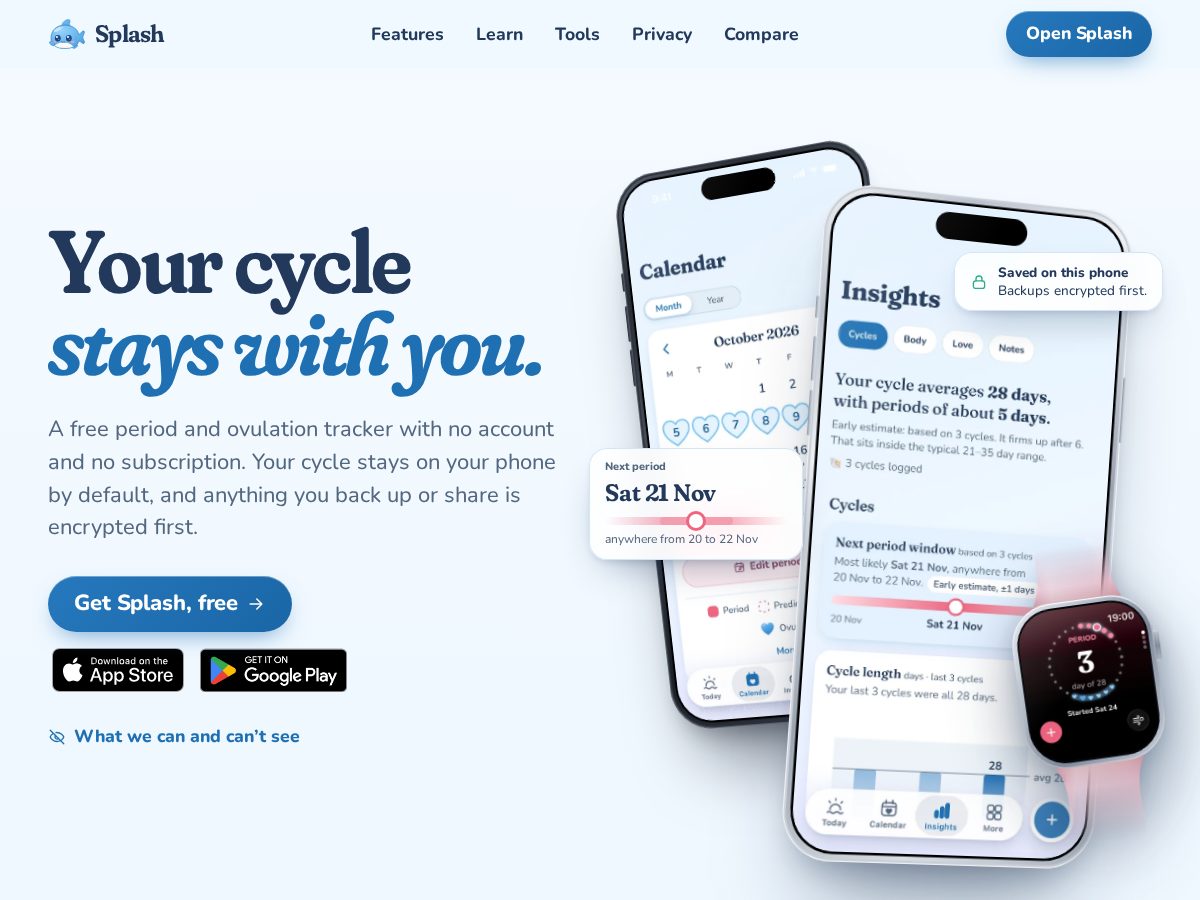 Landing-page snapshot of splash.care