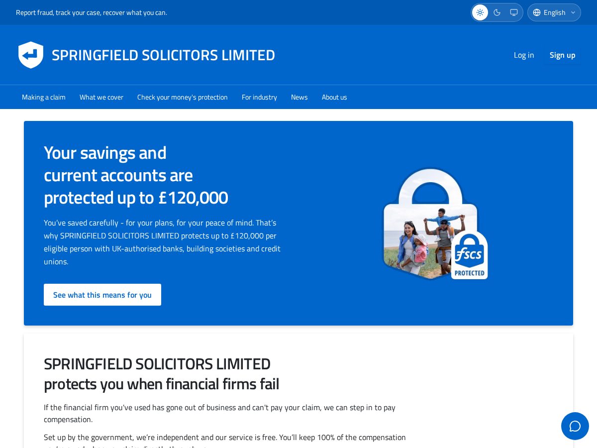 Landing-page snapshot of springfieldsolcictors.com