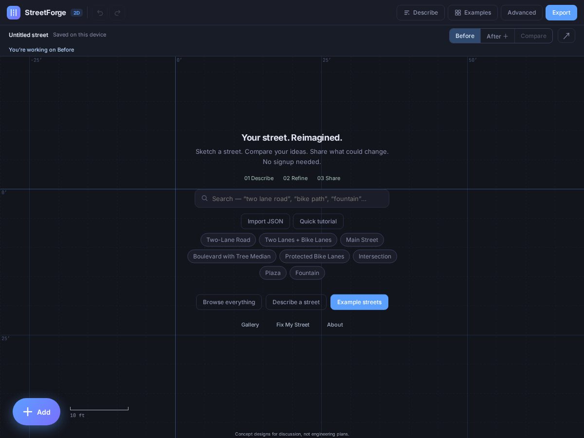 Landing-page snapshot of streetforge.app