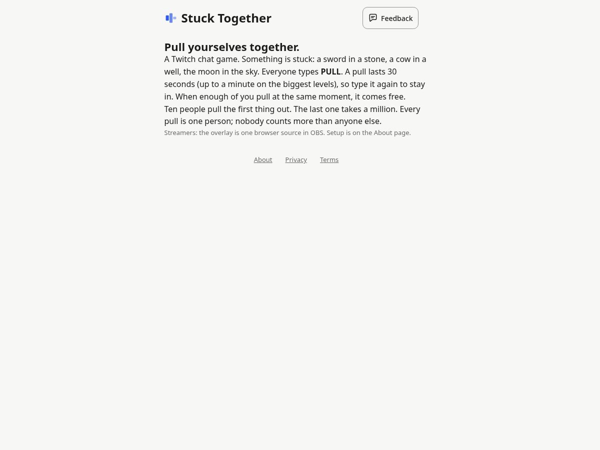 Landing-page snapshot of stucktogether.live