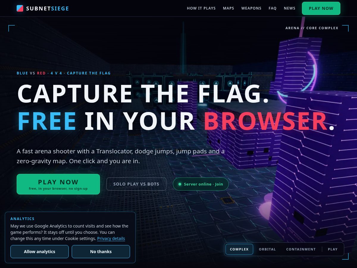 Landing-page snapshot of subnetsiege.com