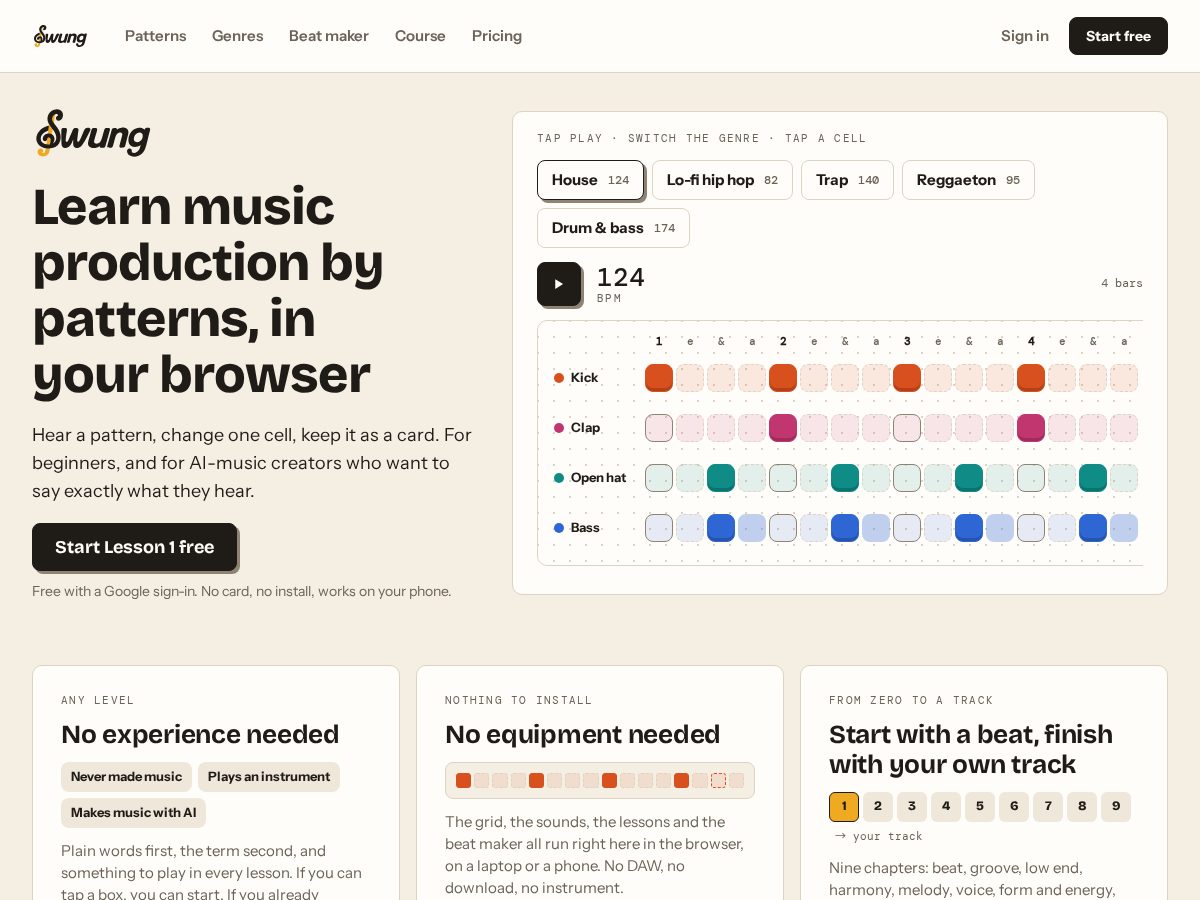 Landing-page snapshot of swung.app