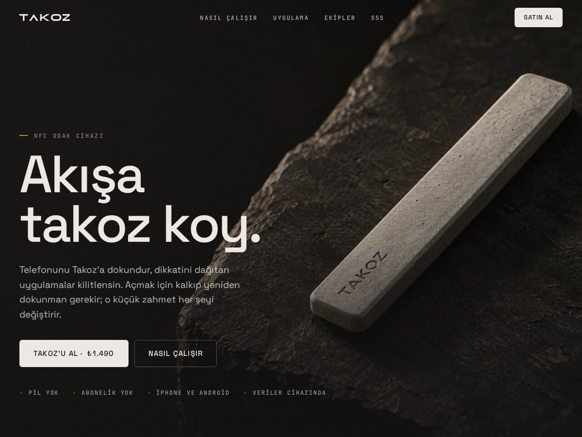 Landing-page snapshot of takoz.app
