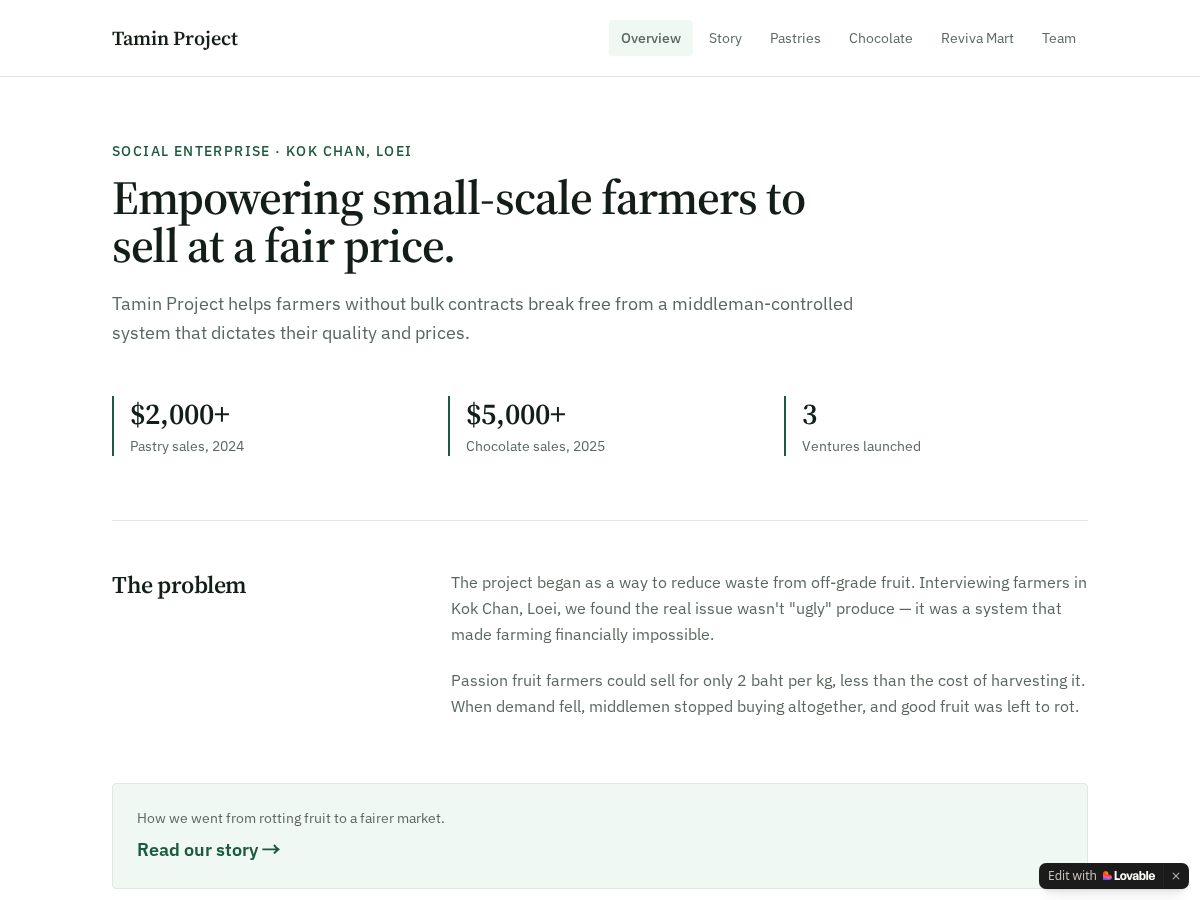 Landing-page snapshot of taminproject.com