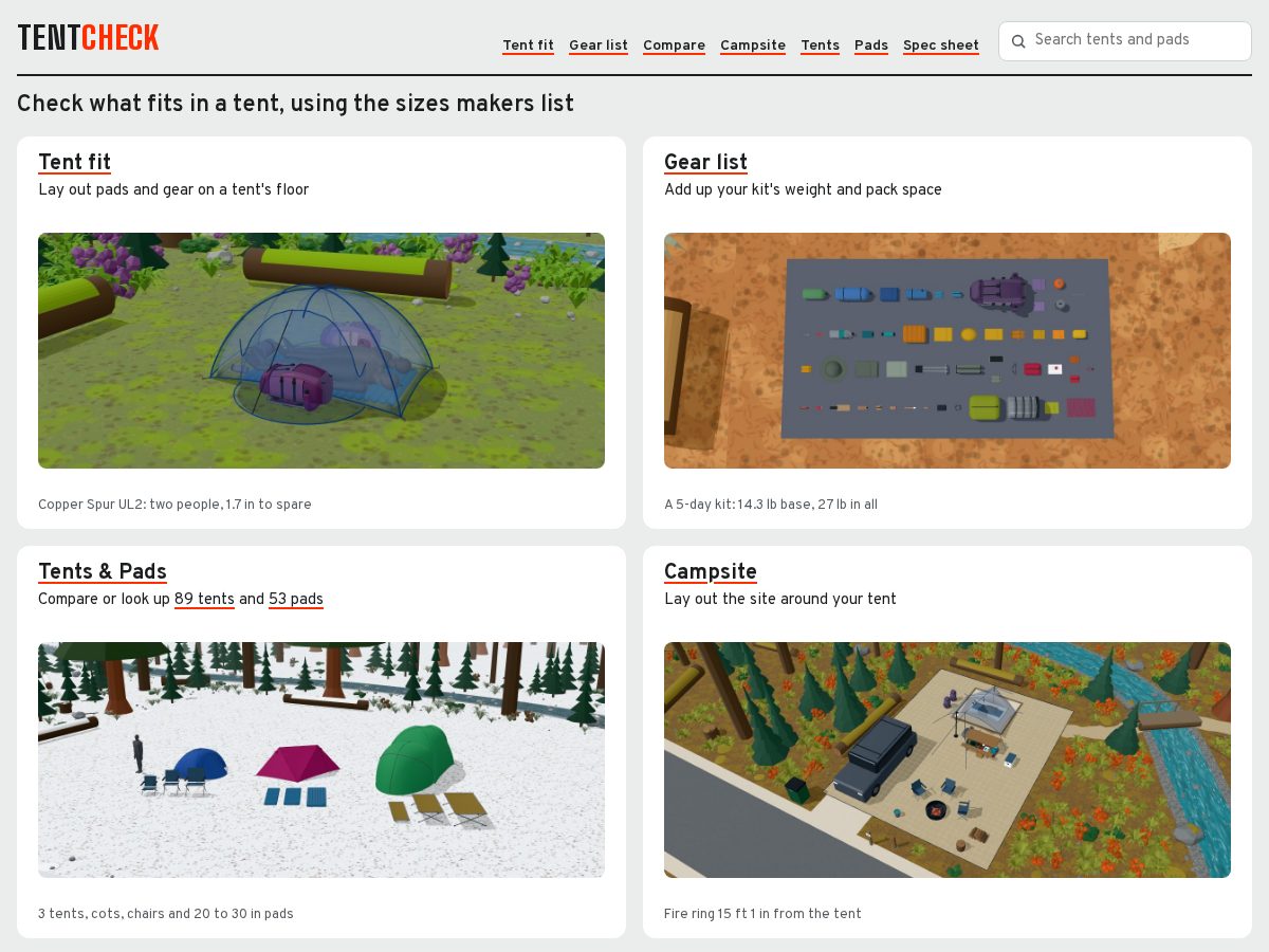 Landing-page snapshot of tentcheck.com