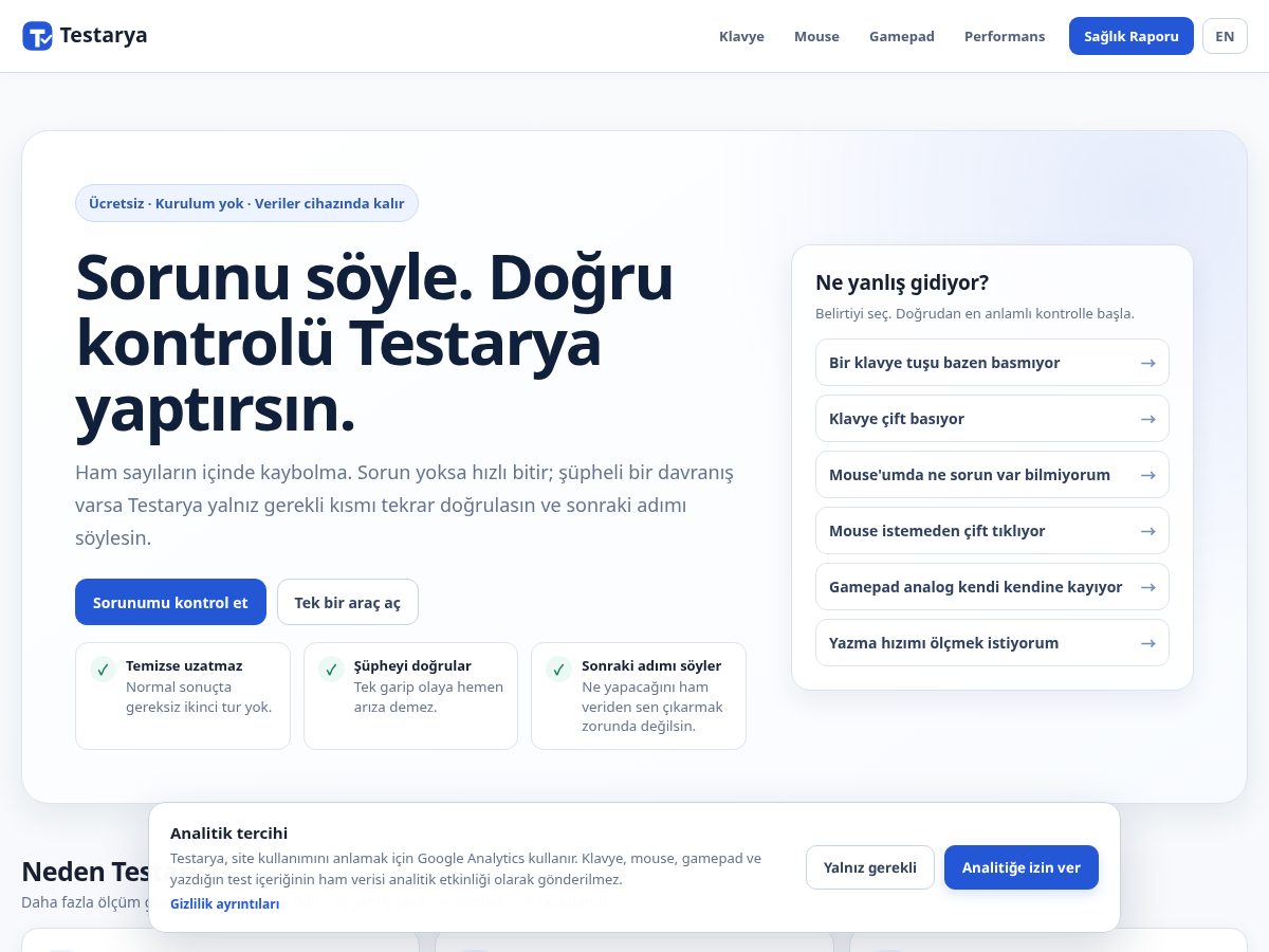 Landing-page snapshot of testarya.com