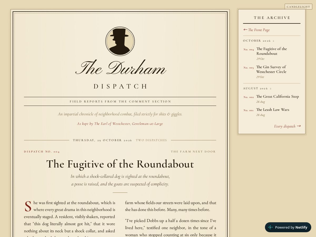 Landing-page snapshot of thedurhamdispatch.com