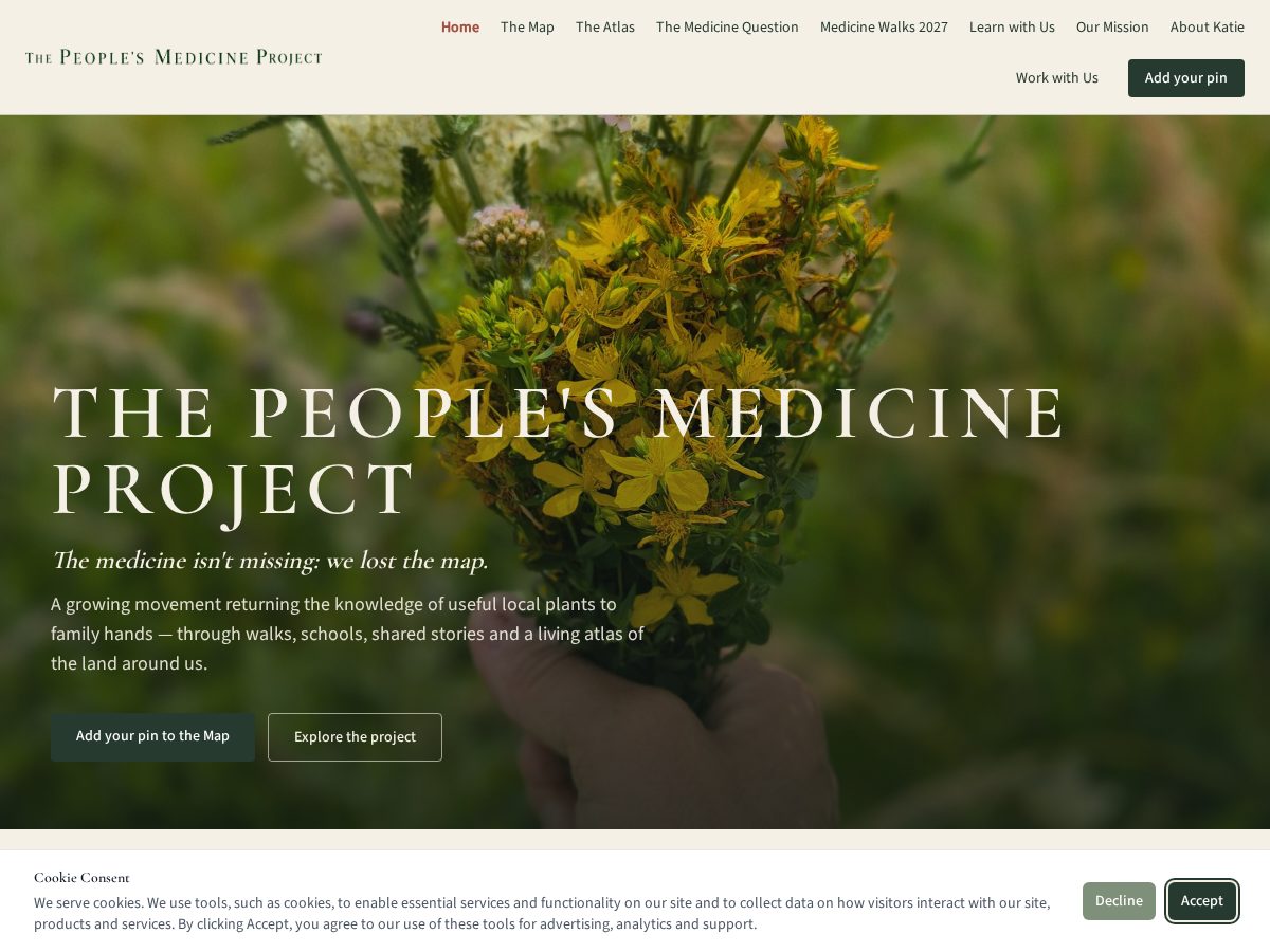 Landing-page snapshot of thepeoplesmedicineproject.com