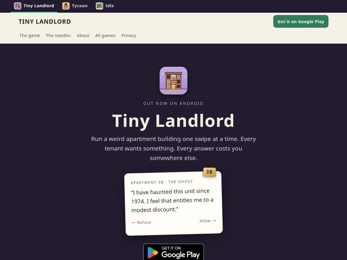 Landing-page snapshot of tiny-landlord.com