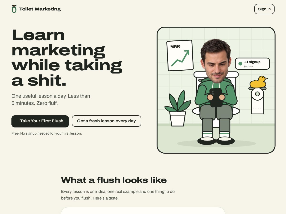 Landing-page snapshot of toiletmarketing.com