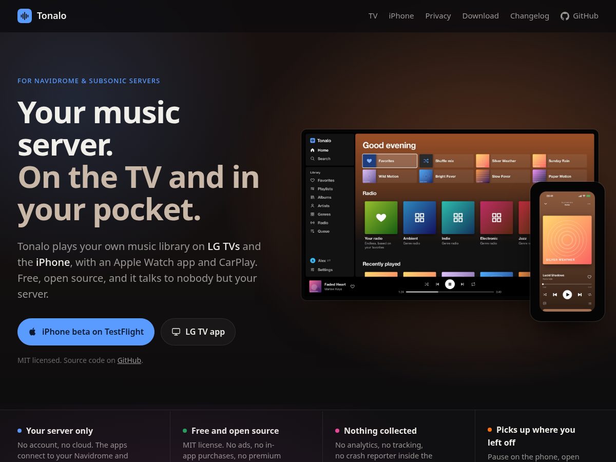 Landing-page snapshot of tonalo.app