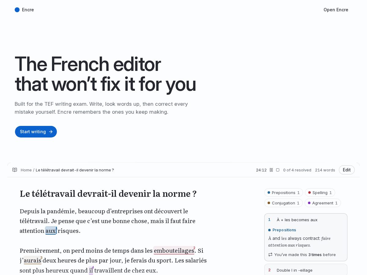 Landing-page snapshot of tryencre.com