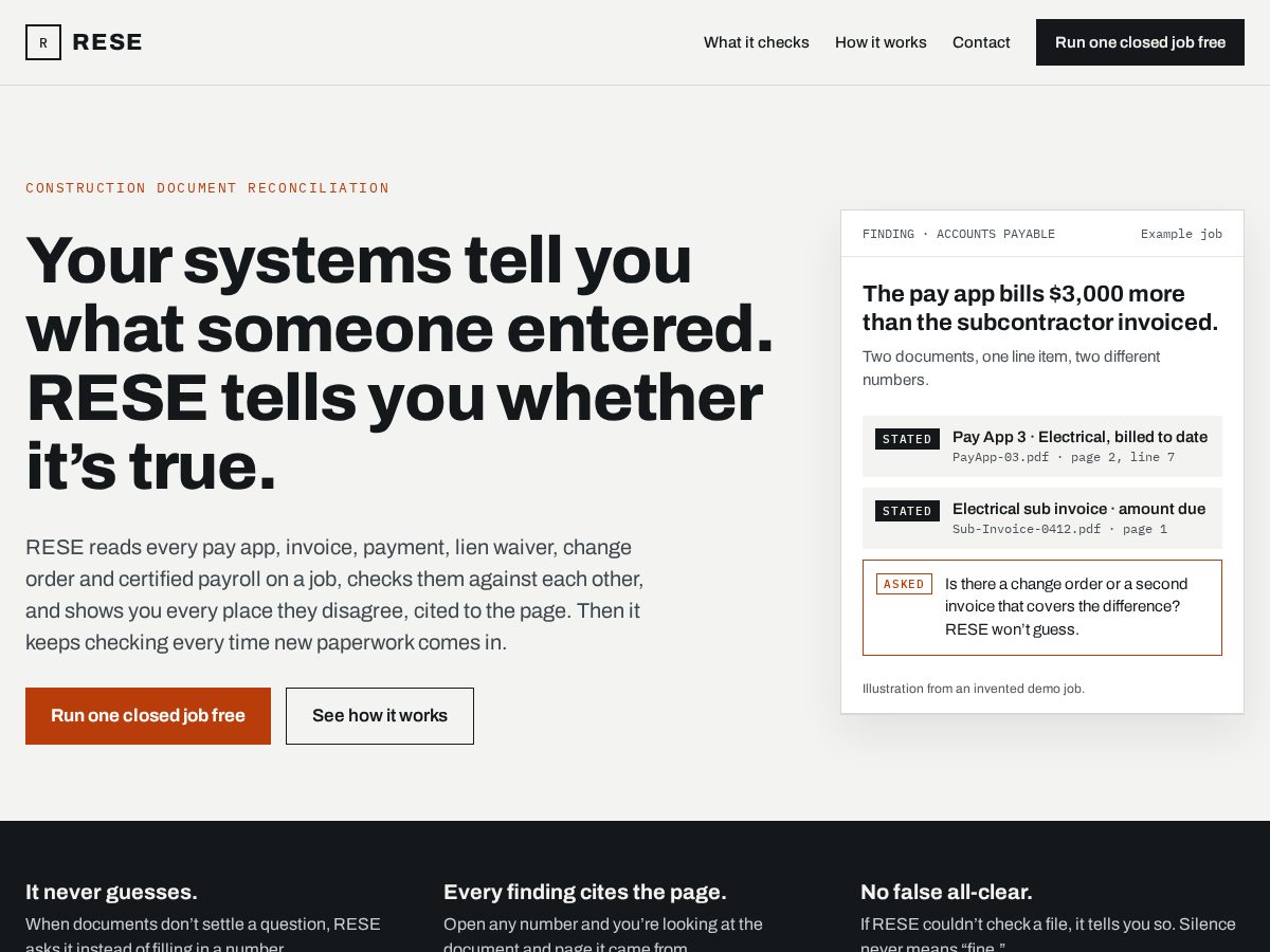 Landing-page snapshot of tryrese.com