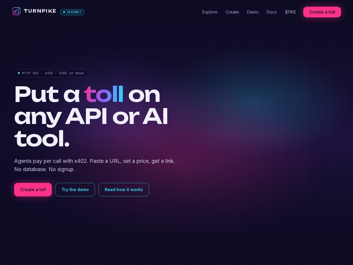 Landing-page snapshot of turnpike.site