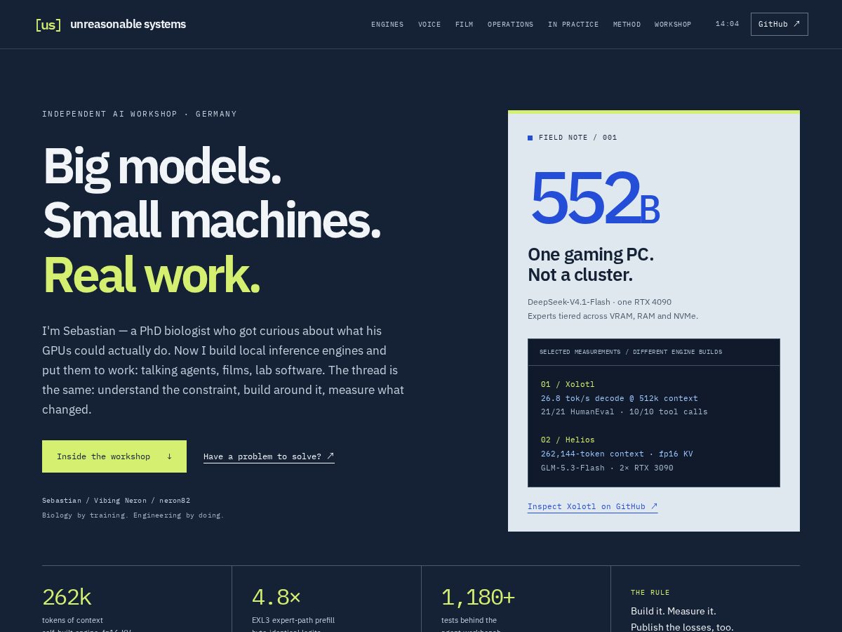 Landing-page snapshot of unreasonable.systems