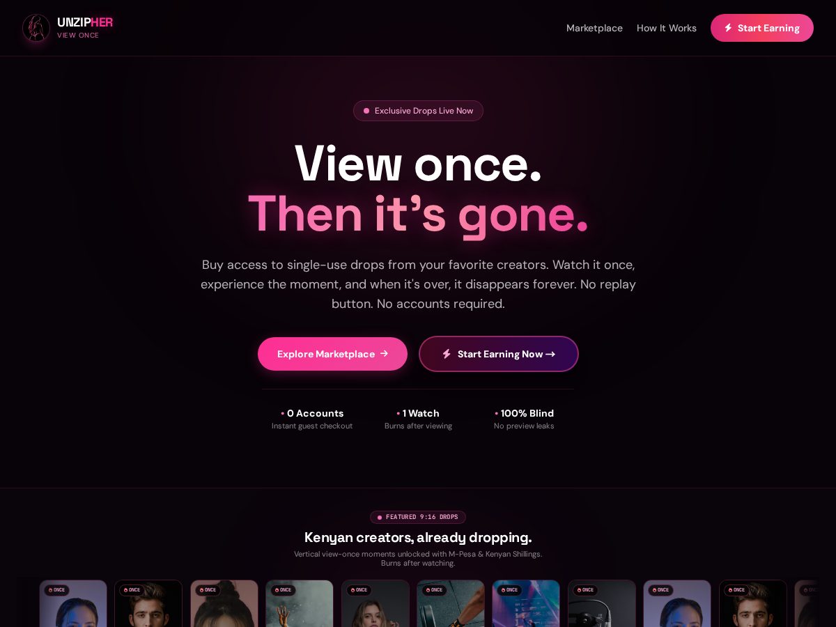 Landing-page snapshot of unzipher.com