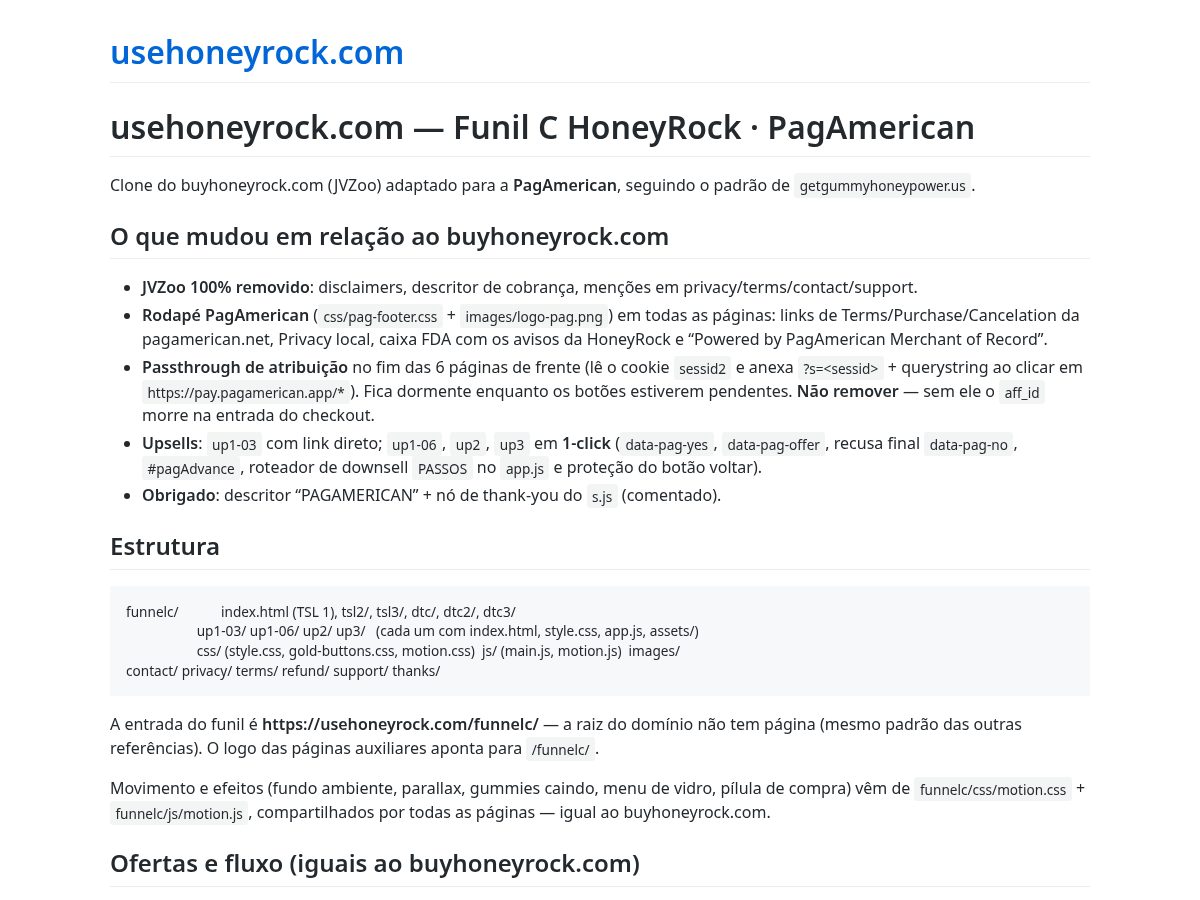 Landing-page snapshot of usehoneyrock.com
