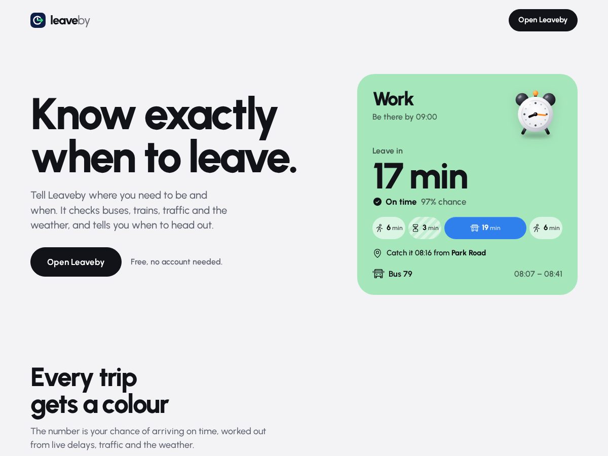 Landing-page snapshot of useleaveby.com