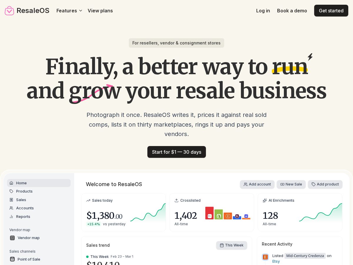 Landing-page snapshot of useresaleos.com