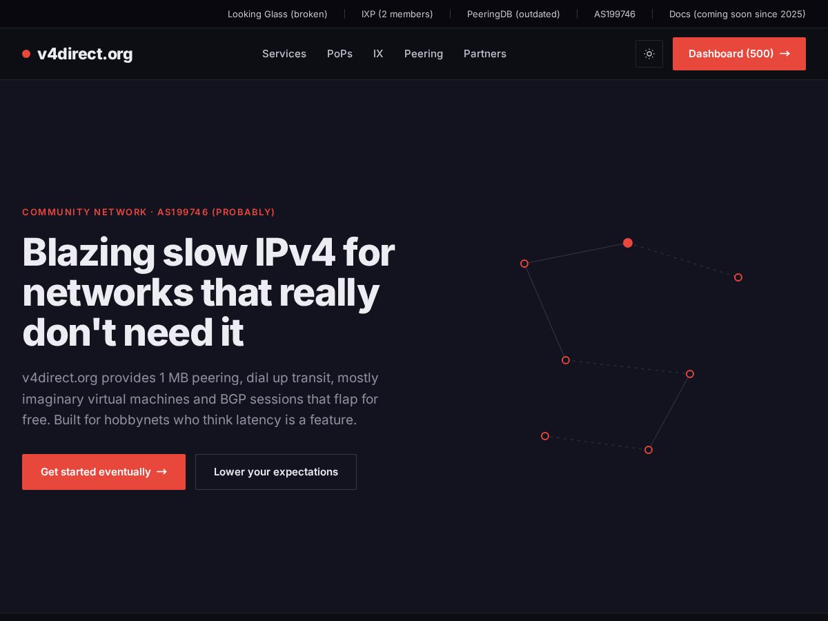 Landing-page snapshot of v4direct.org