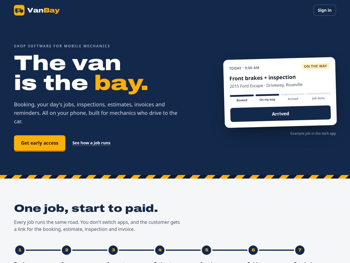 Landing-page snapshot of vanbay.app