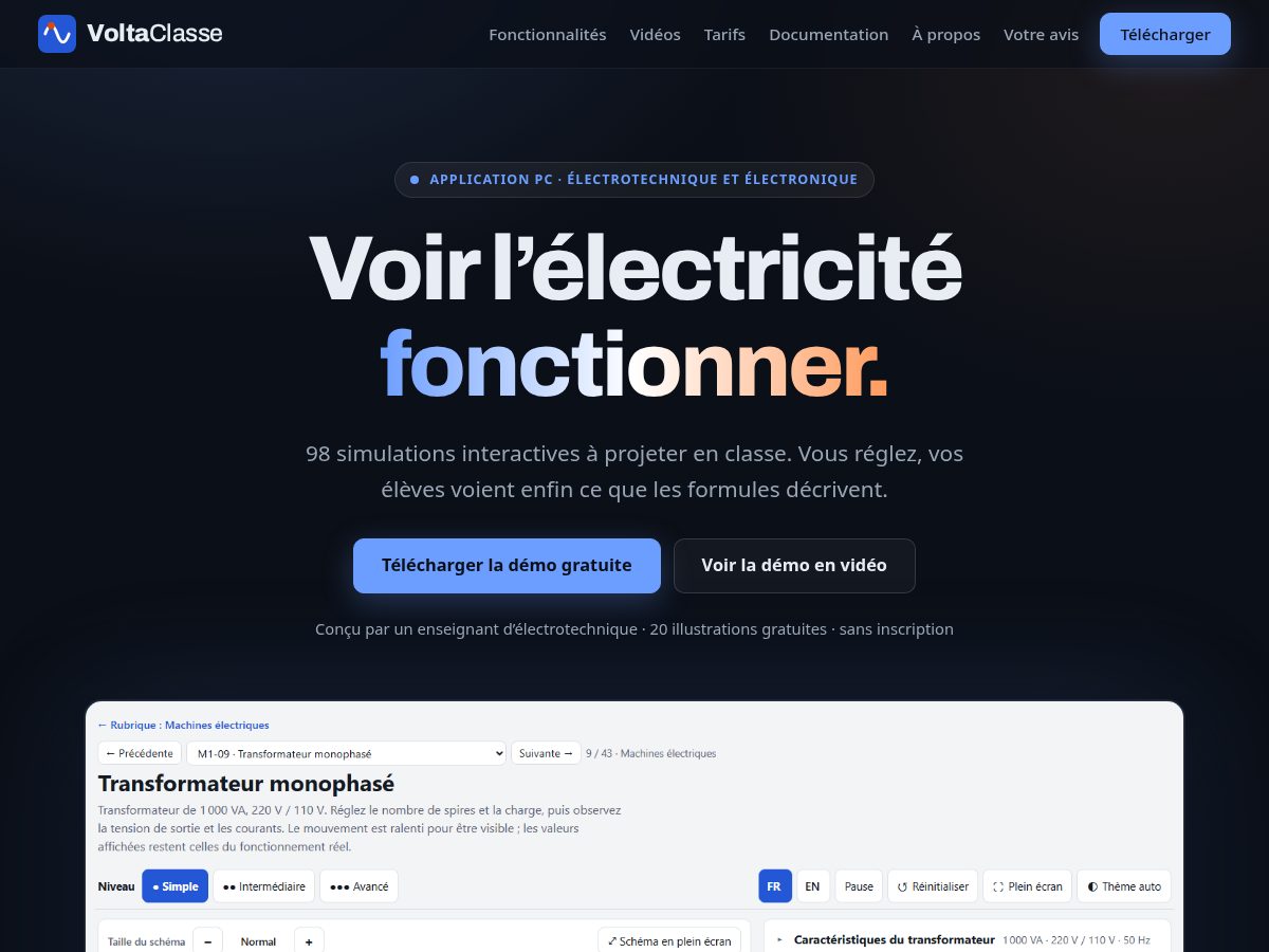 Landing-page snapshot of voltaclasse.com