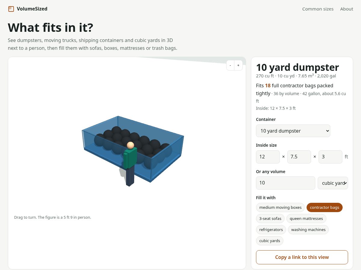 Landing-page snapshot of volumesized.com
