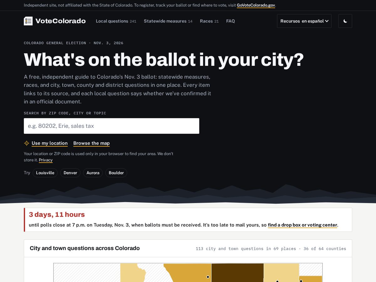 Landing-page snapshot of votecolorado.org