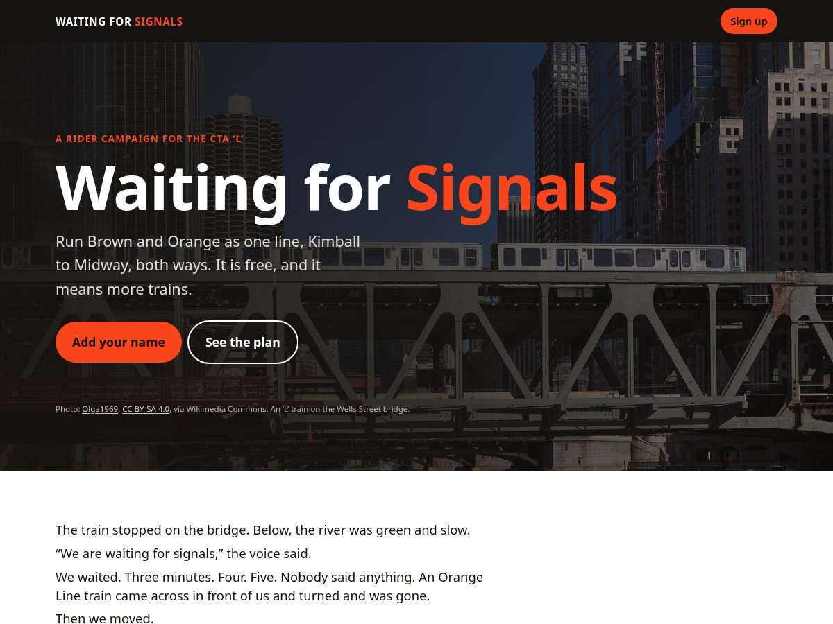 Landing-page snapshot of waitingforsignals.org