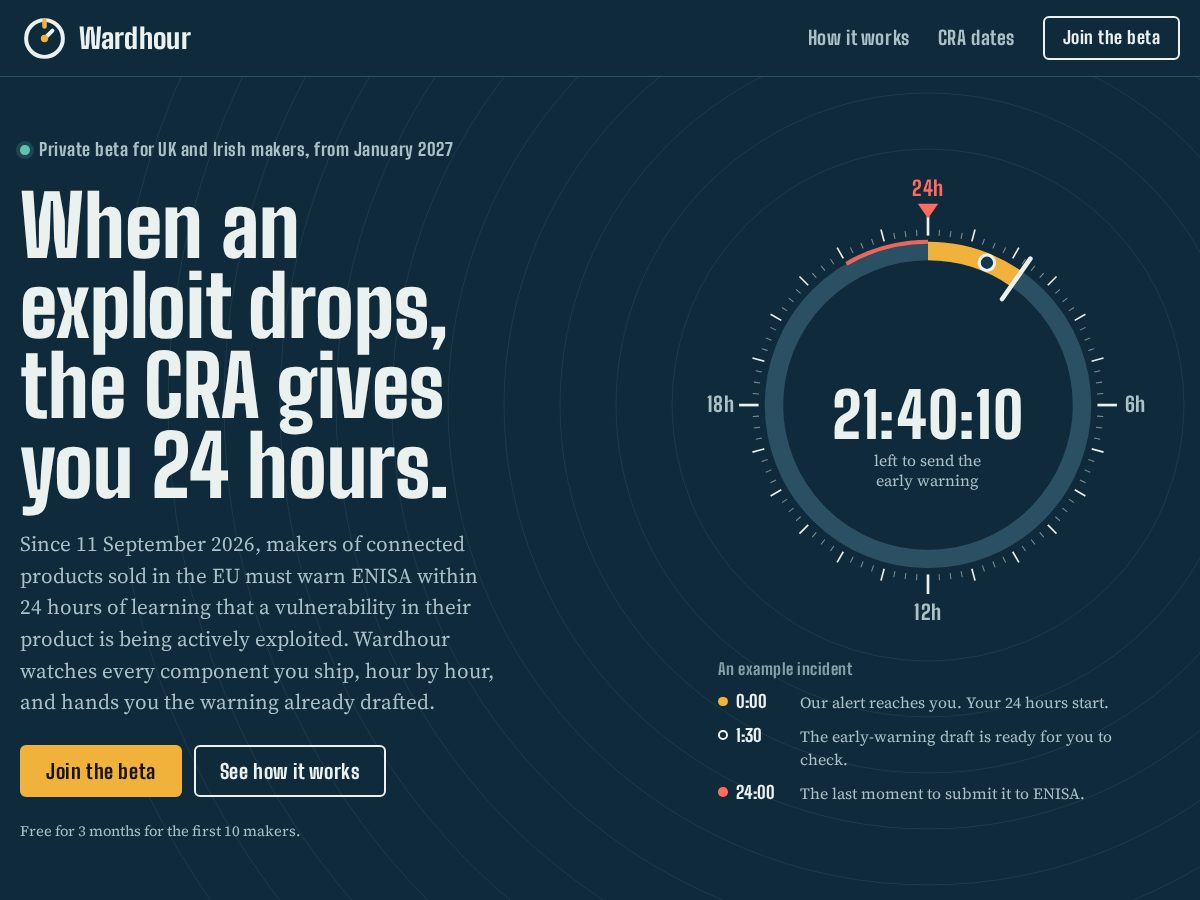 Landing-page snapshot of wardhour.com