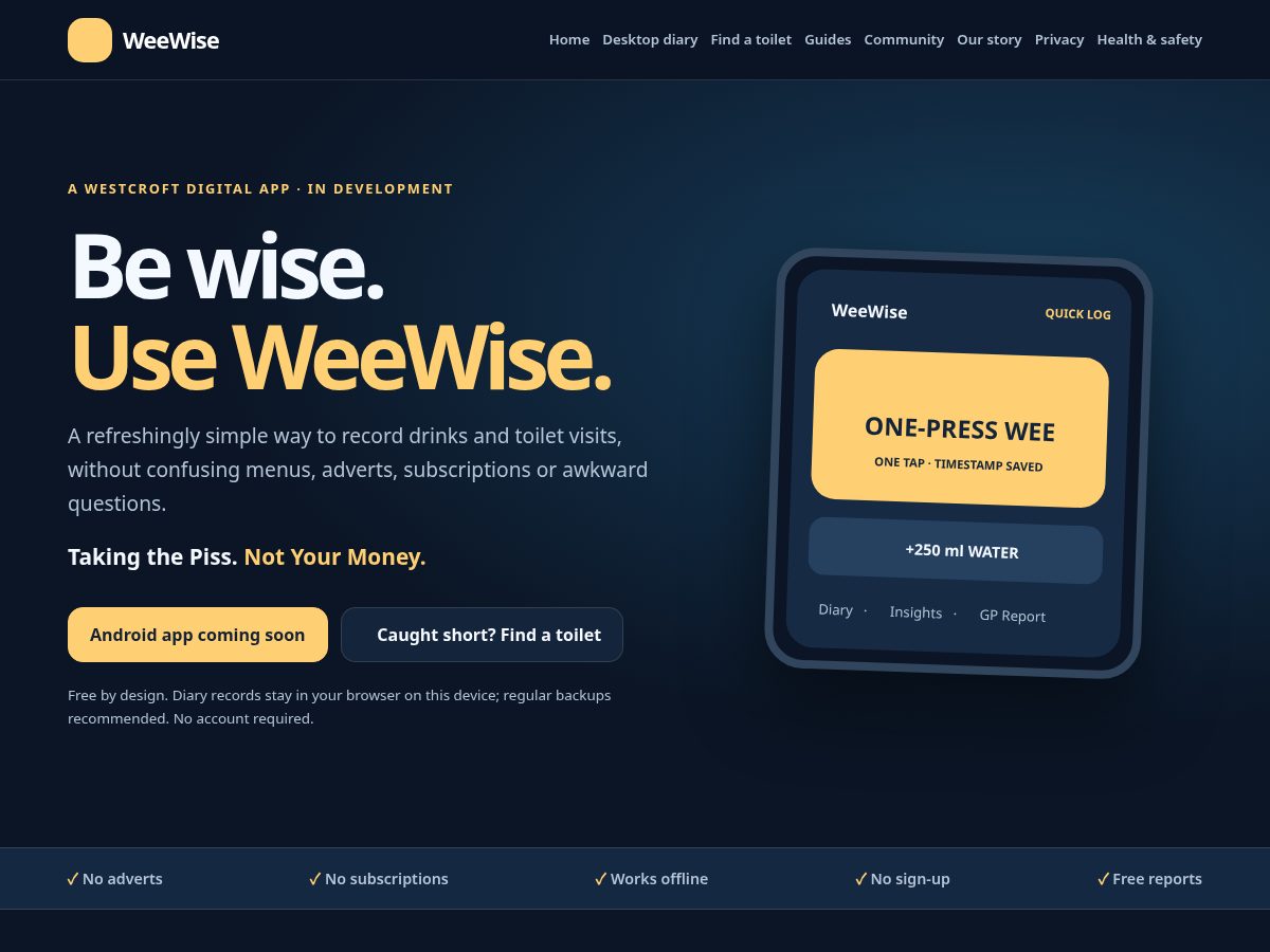 Landing-page snapshot of weewise.website
