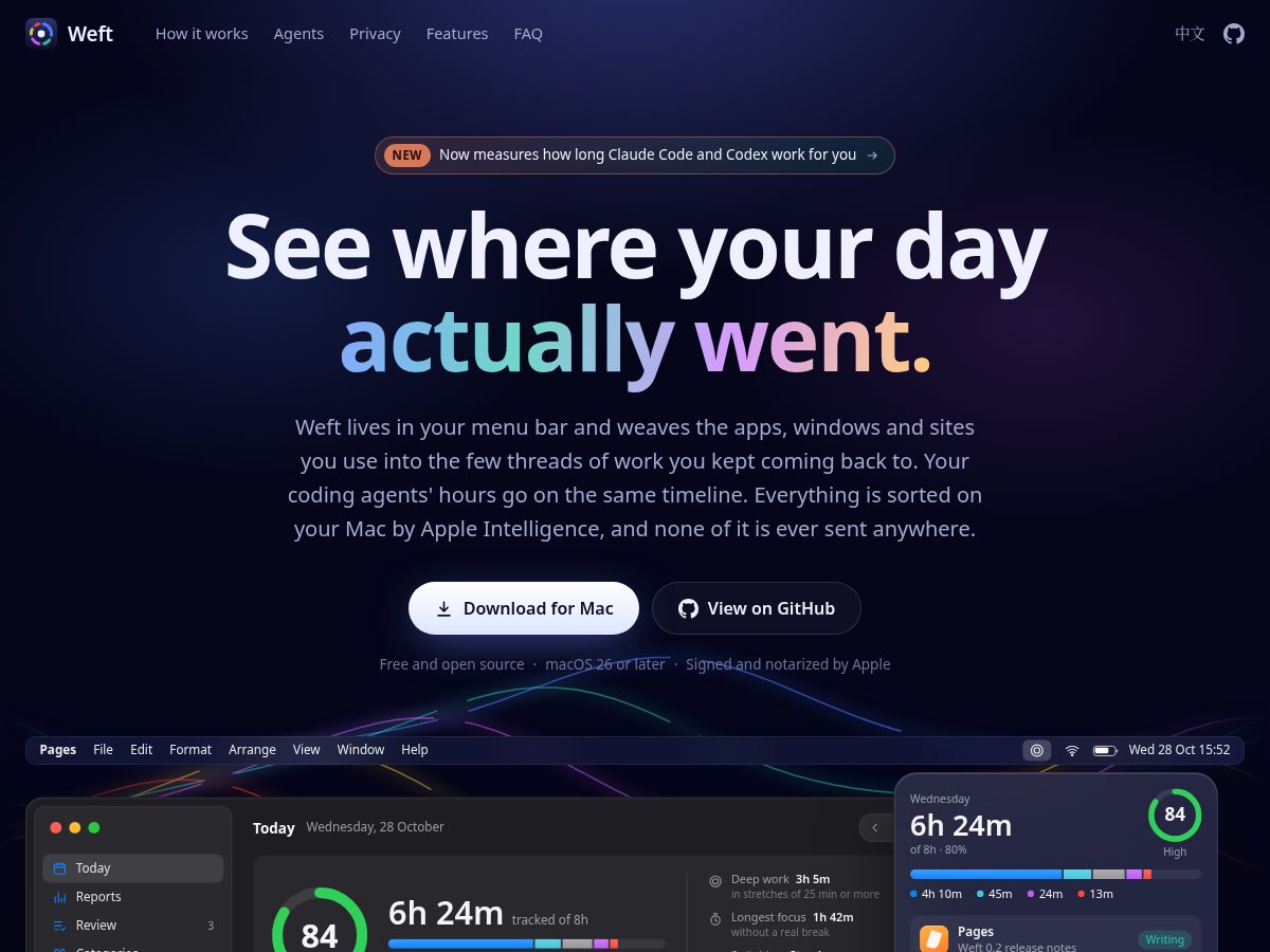 Landing-page snapshot of weftapp.org