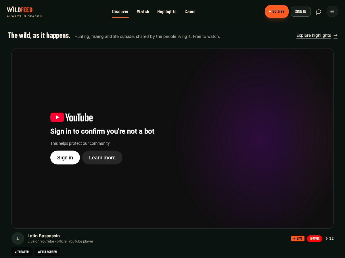 Landing-page snapshot of wildfeed.dev
