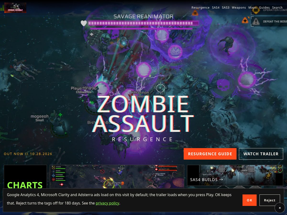 Landing-page snapshot of zombieassault.org